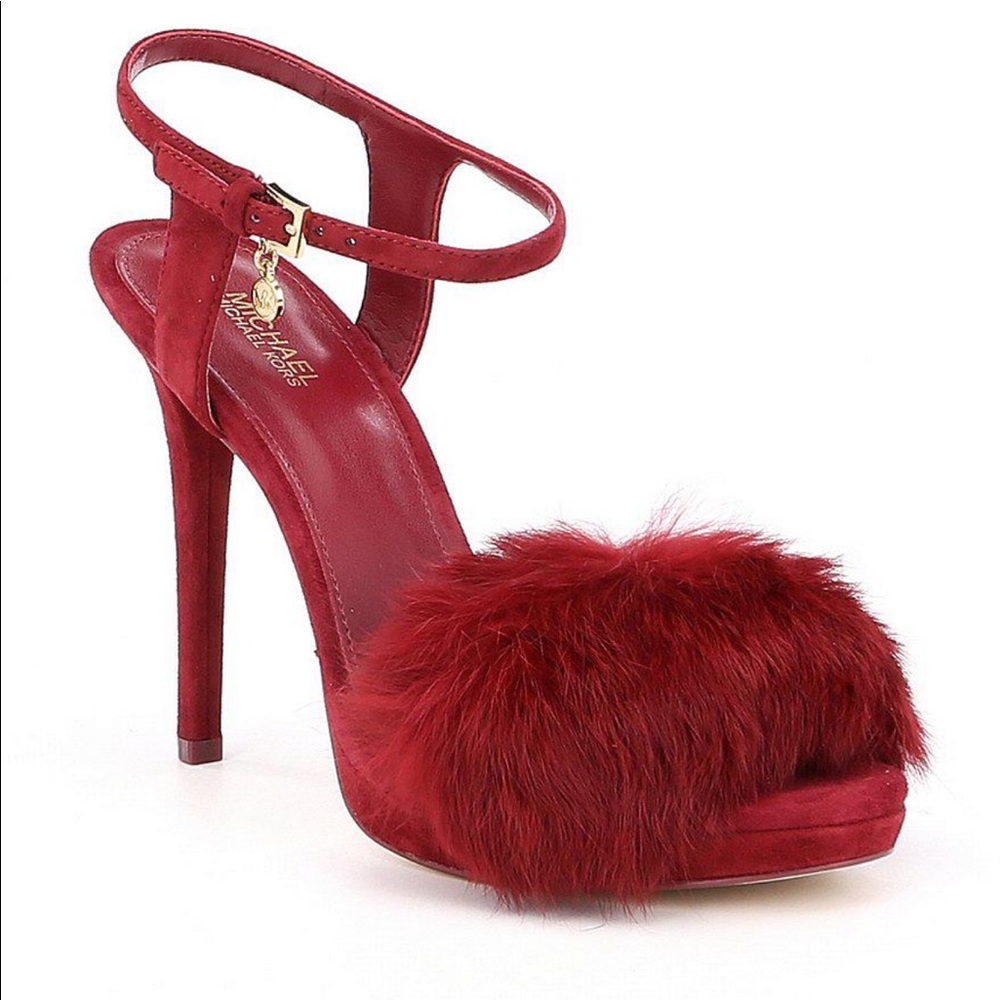 Michael Kors FUR Woman’s Faye RED Stilettos Sz8